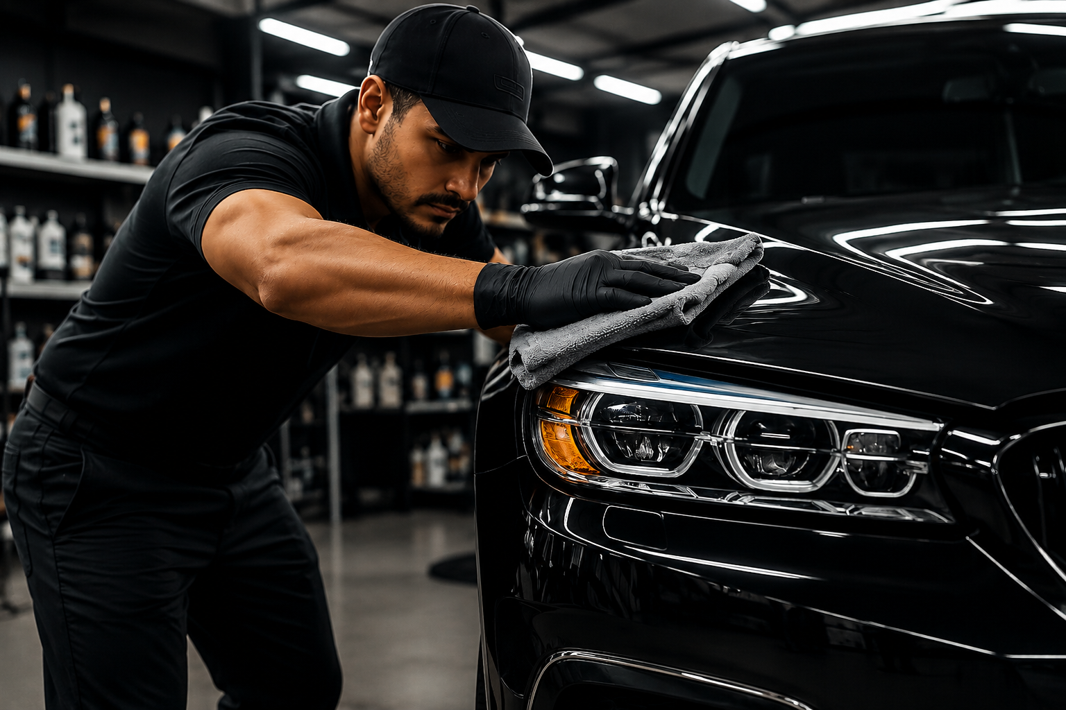 Car being professionally detailed
